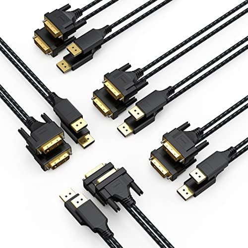 DisplayPort to DVI Cable 6ft 10-Pack, DP Display Port to DVI D Adapter Male to Male Cord for Monitor Desktop Laptop Projector HDTV Compatible with Lenovo HP ASUS Dell