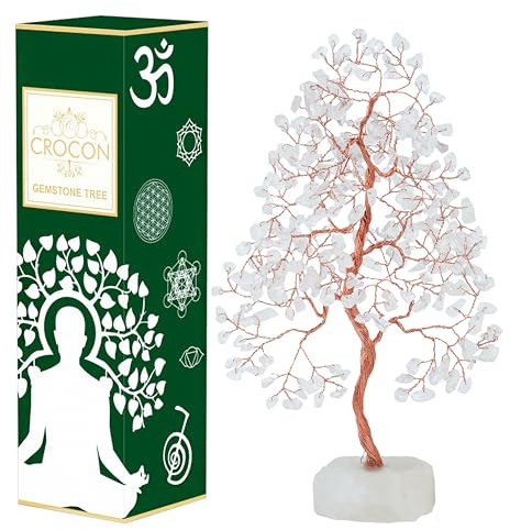 Klarer Quarz Kristall Baum des Lebens, Handgefertigter Edelstein Baum, Chakra Baum des Lebens, Natürlicher Quarzsockel, Geldbaum Bonsai, Feng Shui Baum, Heilkristall, spirituelles Geschenk