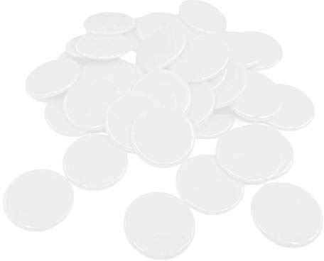 zalati Pokerchips, blanko, Kunststoff, 19 mm, für Texas Hold Em Poker, Kartenspiele, Casino-Nacht, Mathematikzählen, Lernen, große Bingo-Marker, Weiß, 100 Stück