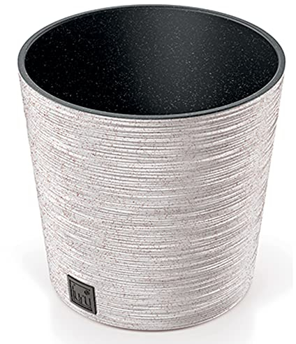 Macetero color blanco roto, con depósito, colección FURU, de 30 x 30 x 27 cm, capacidad de 15 L.