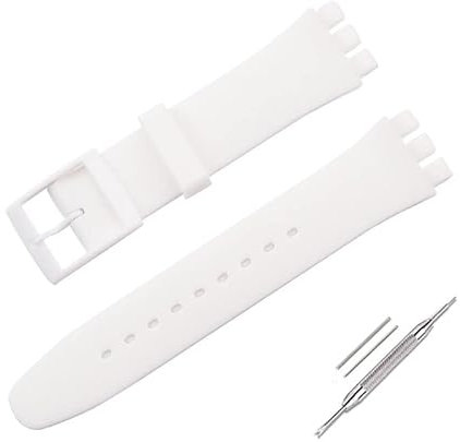 OLXIYOC Uhrenarmband für Swatch, Silikon wasserdicht Uhrenarmband (20mm, White)