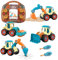 Eucomir 4 in 1 Take-Apart Construction Vehicles Toys Set with Handcase, DIY Excavator Digger with Screwdriver, Building Educational Assembly Engineering Truck for 3-8 Years Olds, Carton