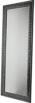 Bavary Luxus Medusa Mäander Wandspiegel Deko-Spiegel Flurspiegel Badspiegel XL 165x63 cm Silber-Schwarz Antik Stil Retro