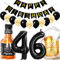 Conruich Geburtstagsdeko 46 Jahre Mann Frau, Luftballon 46. Geburtstag Deko Mann, Folienballon Zahl 46 Schwarz, Helium Ballon Whiskey Bierglas für 46. Geburtstag Manner Party Dekoration