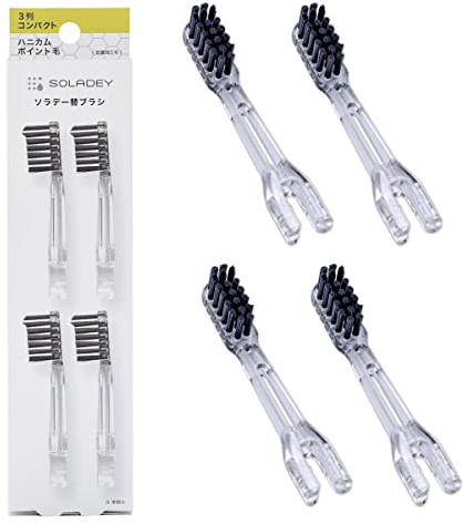 Soladey Replacement Brush Heads, 4 Count -3 Row Honeycomb Point Bristle