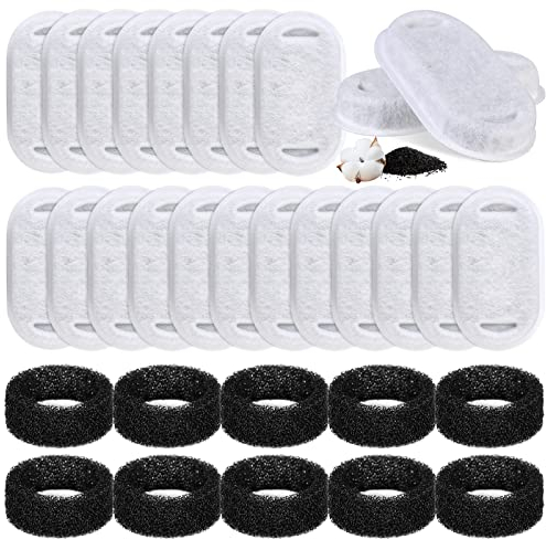 30 Stück Katzenbrunnen Filter, Filter für Katzenbrunnen, 20 Kohlefilter und 10 Schaumfilter, Ersatzfilter für Trinkbrunnen für Katze Edelstahl Filter Katzenbrunnen SchaumfilterTrinkbrunnen Filter