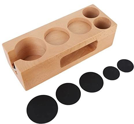 Porte-filtre à café en Bois Porte-filtre à café Station de Bourrage à café Porte-filtre à Expresso Support de Tapis à café Accessoires à Expresso pour la Maison Café Restaurant (58mm 5 trous)