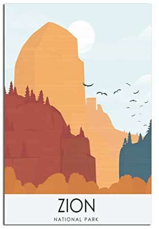 CRONDUS Vintage Reiseposter Zion National Park Leinwand Wandkunst Poster Dekor Malerei Poster