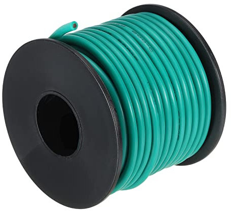 sourcing map 14AWG Elektrischer Draht 12 Meter Stromkabel 2,08 mm² Verzinntes Kupferkabel, Kfz Kabel Hohe Temperatur Litzenkabel Erdkabel Verlängerungskabel Klingeldraht für Kabelkanal, Grün