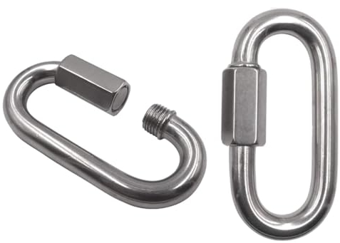 Ø5mm-5 Stück Schnellverbindungs-Karabinerhaken aus Edelstahl – 5mm Edelstahl Schraubverbinder V4A Materialstärke,robuste ovale D-Form Verschlussclips für Outdoor/Innenbereich, Camping und Wandern