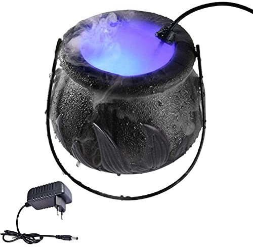 Srliya Halloween-Hexenkessel mit Nebelmacher – Ultraschall-Nebelmacher, Halloween-Hexenlicht, LED-Licht, Farbwechsel, Nebelmacher, für Halloween-Party-Geschenkdekoration (5)