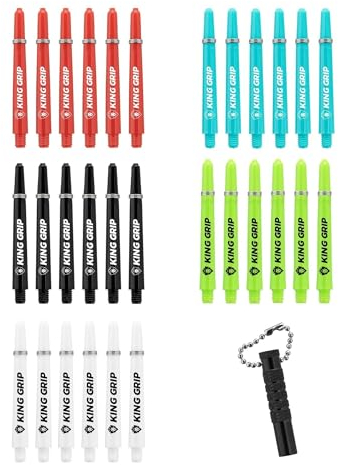 KOTO - Dartschäfte Collection Short, 30 Shafts & praktischer Shaft Remover, Nylon Shafts Rot, Schwarz, Blau, Weiß, Grün