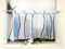 Devola Scheibengardine mit Wellenmuster Gardine Druck Kurzstore mit Schlaufen Küchengardine Kurz Modern Voile Bistrogardine Transparent HxB 45x120cm Blau 1 Stück