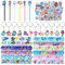 VOPLLS 80Pcs Gabby Kindergeburtstag Mitgebsel Set, Gabby Party Mitgebsel Geburtstag Deko, 12 Slap Armbänder Clap Bracelets, 12 Schlüsselanhänger, 6 Gel-Tintenstifte, 50 Aufkleber