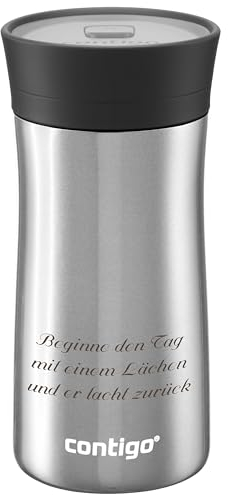 Contigo Thermobecher Pinnacle Stainless Steel 300ml personalisiert mit Rund-Gravur | Autoseal-Verschluss auslaufsicher | BPA frei | Kaffee- und Teebecher to go aus Edelstahl isoliert