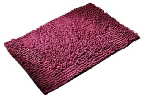 Tappeto da bagno in microfibra spessa, morbida e assorbente, in ciniglia, antiscivolo, lavabile in lavatrice, per pavimento, vasca e doccia, fucsia, 70 x 140 cm