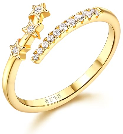 Adramata Stern Ring Silber 925 Damen Verstellbar - Verlobungs- & Eheringe mit Geschenkbox