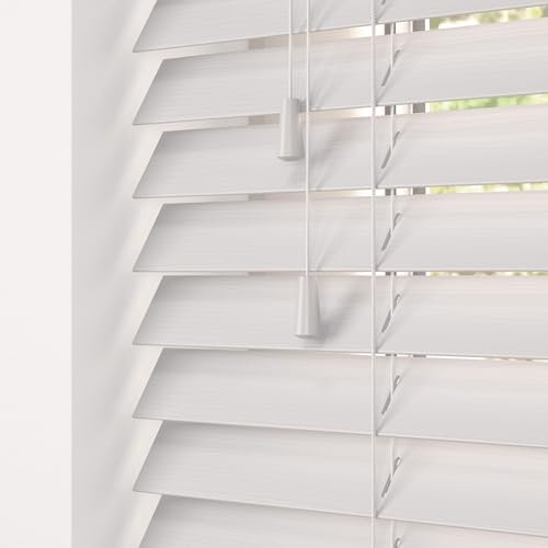 Hand Made To Measure FAUX WOOD Venetian Blinds - British Made - by HOMESMART BLINDS (Light Grey Fine Grain)