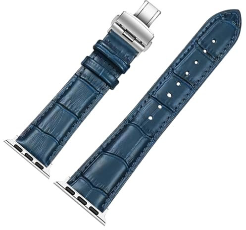 FAGWIG Genuine Leather Strap Compatible With Apple Watch Band 38mm 40mm 41mm 42mm 44mm 45mm 49mm Women Men, Crocodile Embossed Bands Wristbands Replacement for iWatch Series 8 7 6 SE 5 4 3 2 1 Ultra