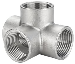 BCOMFY 1 pz 304 Acciaio Inossidabile filettato Femmina 3 Vie/4 Vie/5 Vie Raccordo for Tubo a Croce Tee 1/4 1/2 3/4 1 1-1/4 1-1/2 2(4way DN20)