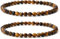 Landorilo 2 Stück Naturstein Facettiertes Perlen Stretch Armband (4mm) für Damen Herren, Yoga Heilstein Armbänder, Freundschaftsarmband, Paar-Armband, Ersatzperlen Inklusive(2F Gelbes Tigerauge)