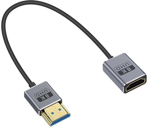 Duttek 8K HDMI Extension Cable 1 Foot/30cm, Ultra Thin HDMI Male to Female Cord, Coaxial Short HDMI Cable Ultra High Speed 48Gbps Bandwidths Support 8K@60Hz, 4K@240Hz for GH5S, PS5,PC