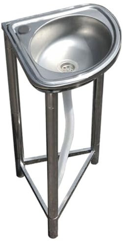 DSKJHI Lavandino ad Angolo per Bagno con Gambe in Acciaio, Lavamani Inox Piccolo, Autoportante, Facile da Installare