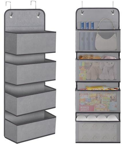 iophi Porta Oggetti Da Appendere, Portaoggetti da Appendere con 4 Tasche, Organizer Armadio da Appendere, Pieghevole e Salvaspazio, Organizer da Appendere per Camere da Letto Soggiorni Uffici Porte