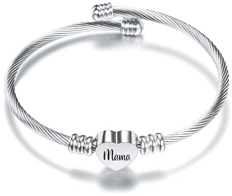 Aosyoisk Mama Geschenk Silber Armband für Mutter. Muttertagsgeschenk. Liebe Öffnung Armband für Mamas Geburtstag (Mama)