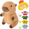 Afenau Capybara Plüschtier, 25cm Capybara Kuscheltier mit Kleidung und Accessoires, Snackles Capy-bara, Wasserschwein Kuscheltier für Kinderspielzeug, Geburtstagsgeschenke, Heimdekoration