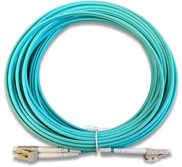 Conectra® - Glasfaser Patchkabel | OM3 | Multimode | Duplex | LC/UPC auf LC/UPC | Farbe Aqua | ideal für FTTH Heimnetzwerke | LWL Lichtwellenleiter Glasfaserkabel (Länge 0,25 m)