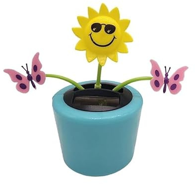 Solarbetriebene tanzende Blume, Sonnenblumentanz-Set, solarbetriebene Armaturenbrett-Dekorationen, schüttelnder Kopf, Auto-Ornamente für den Schreibtisch, solarbetriebenes Tanzblumen-Set