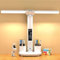 SUQ LED Desk Lamp, Dual Swing-Arm Table Lamp with 3 Color Modes, Double Head Desk Lamp with Clock Date and Pen case, Reading Light for Home, Office, Bedside, Eye Protection (Clock Style)
