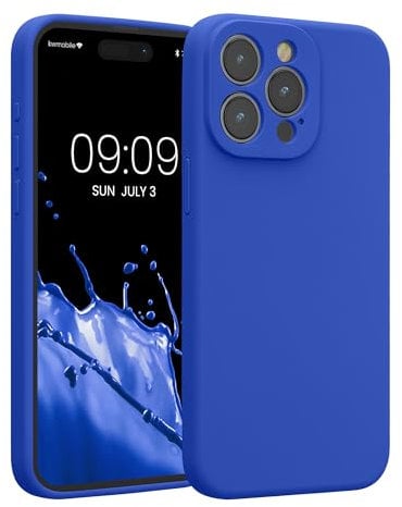 kwmobile Custodia Compatibile con Apple iPhone 15 PRO Max Cover - Back Case per Smartphone in Silicone TPU - Protezione Gommata - Blu Baltico
