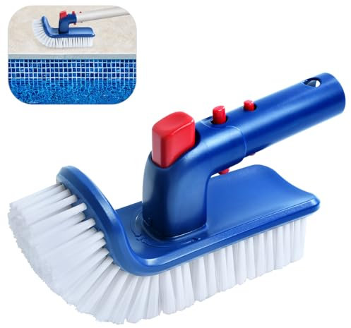 Poolbürstenkopf zur Reinigung von Poolwänden, Stufen und Ecken, Poolreinigung Handschrubber, Pool Reinigungsbürste, 180 Grad Drehbare Pool Handbürste, für Pools, Whirlpools, Spa, Badezimmer, Küche