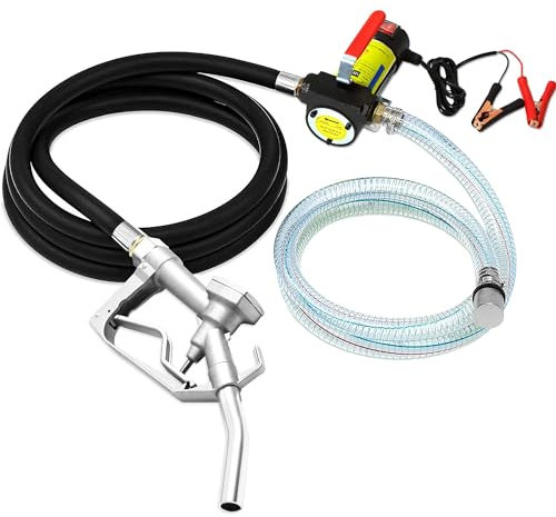 Pompe à Diesel 12V DC 175W 45l/min avec Pistolet et Tuyaux Pompe à Carburant Huile Fioul auto-amorçante Station Service Mobile Pompe de Transfert Gasoil Electrique Kit