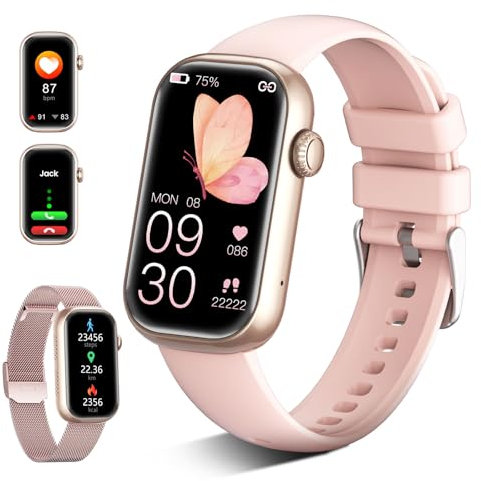LIGE Montre Podometre Femme, 1.47 HD Montre Connectée Femme avec Moniteur d'Activité Fréquence Cardiaque/Suivi Sommeil/SpO2, 24 Modes Sportifs, Smartwatch Étanche IP68 pour Android iOS, Rose