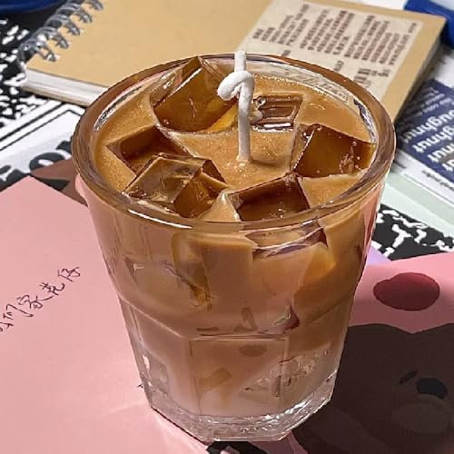 Vela individual de 300 g de café helado con sabor a café americano, taza de pie alto, estilo recuerdo, taza grande, larga duración, vela perfumada de lujo