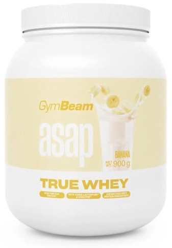 GymBeam True Whey ProDigest Whey Proteinkonzentrat - WPC Mit DigeZyme® Enzymen und Lactospore® Probiotika, CFM Gefiltert, fördert Muskelwachstum, ideal für Sportler (900 g, Banane)