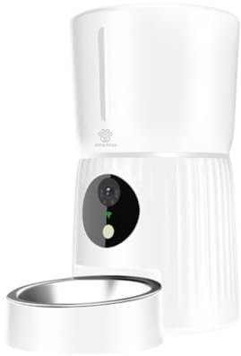 PET&TECH Comedero Automático para Gatos y Perros, 4L, Dispensador de Comida Mascotas, WiFi 2.4G/5G, Cámara HD 1080p, App Smart Life, Audio Bidireccional, hasta 10 Comidas al Día