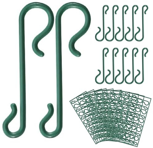 TRUMIZON 100 Pcs Christmas Tree Hooks for Baubles, Green Ornament Hooks Mini Hangers for Christmas Tree, Wreath & Vine, Bauble Hook for Holiday Decorations, Small Ornaments, Lights & Garland Securing