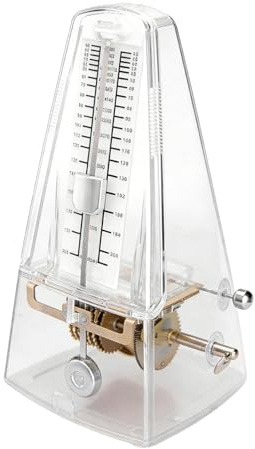 Mechanisches Metronom, 87×201×110mm Transparentes Metronom, Metronom Klavier, Hochpräzises Metronom Beat 0, 2, 3, 4, 6, für Musikübungen, Erwachsene, Kinder, Anfänger, Profi, Walnuss