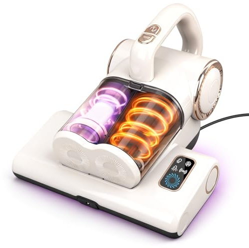 Capsste Mattress Vacuum Cleaner, Handheld Dust Mite Vacuum with UV Light & 15kPa Suction, HEPA Filter, 400ml Volume, Heated Cleaning for Bed, Sofa, Couch, Crib(Corded)