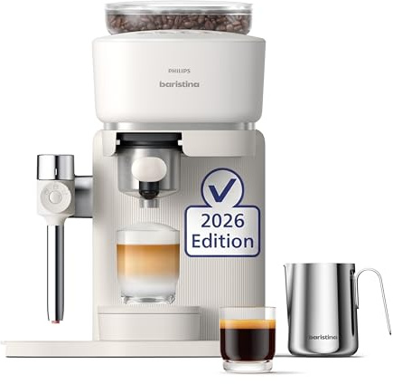 PHILIPS Baristina Latte Espressomaschine mit Milchaufschäumer, Weiß, 16 Bar
