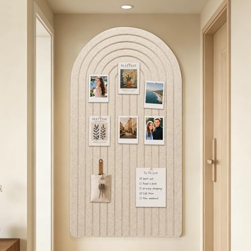 Faltbare Pinnwand Filz Selbstklebend Groß Runde Ränder 0.9cm dicke 60X120CM | Fototafel Pinnwand, Kinderzimmer Dekorative Pinnwand, Memo Boards Bulletin Board Wanddekoration für Schule, Hause, Büro