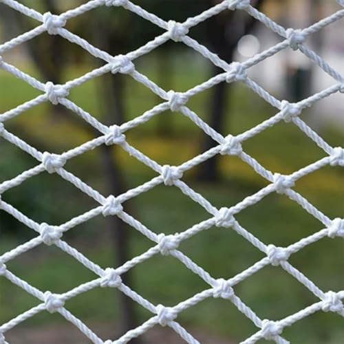 Mozzeilee Balcony Stairway Child Safety Rope Net, Mesh 3/5/10cm Fence Protective Netting for Decorative/Playground Climbing, Cargo Reinforced/Window Railing Guard Nets (White-10cm Mesh,4x6m)