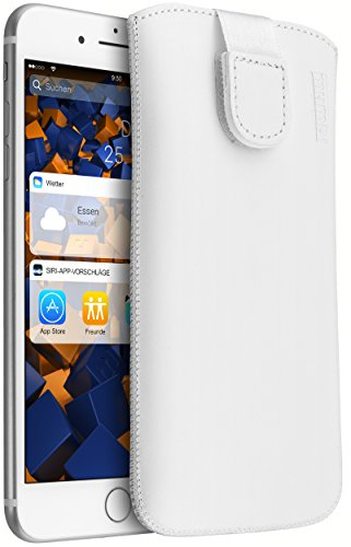 mumbi Echt Ledertasche kompatibel mit iPhone 7 Plus / 8 Plus Hülle Leder Tasche Case Wallet, weiss
