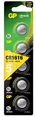 GP CR1616-7U5 Lithium-Batterie CR1616 (3 V, 5 Stück) im Blisterpack