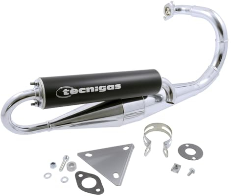 TECNIGAS Auspuff Next-R Chrom kompatibel mit PEUGEOT Speedfight 2 50 AC/LC Typ:S1, Speedfight 2 50 LC 307 WRC (Euro 2) Typ:S