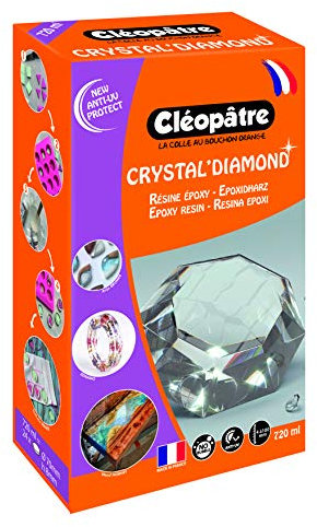 CLEOPATRE – Résine Epoxy Transparente Crystal'Diamond 720ml – Résine et Durcisseur à Mélanger – Idéal Création Bijoux, Table Rivière, Artisanat